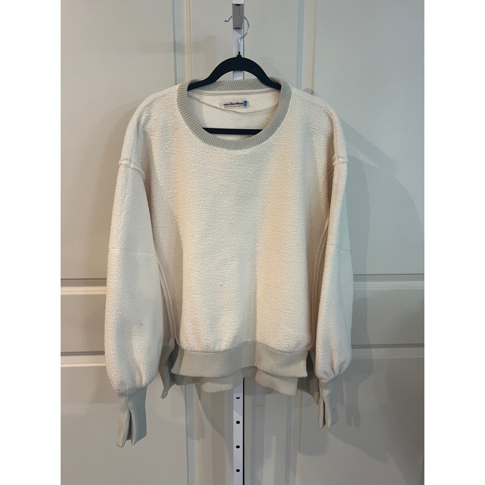 Free People We The Free Cozy Camden Sherpa Sweatshirt Vanilla oversized M - Picture 2 of 7